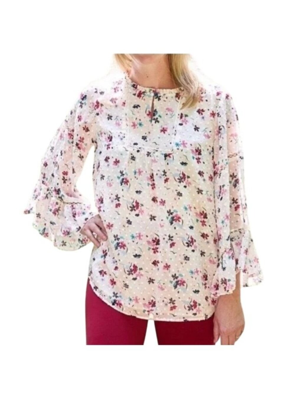 Matilda Jane Blouse Small What's Up Buttercup Floral White Fairycore Boho Chic